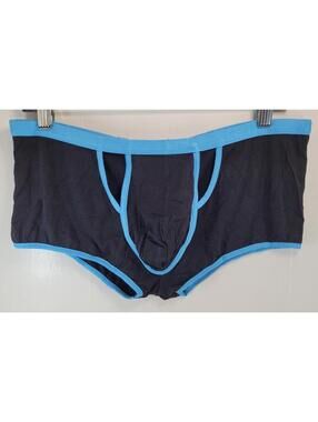 Male Power Men’s Large 32" Brief Black w/ Turquoise Trim NEW